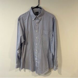 Jos. A. Bank Blue and White Striped Travelers Collection Tailored Fit Shirt